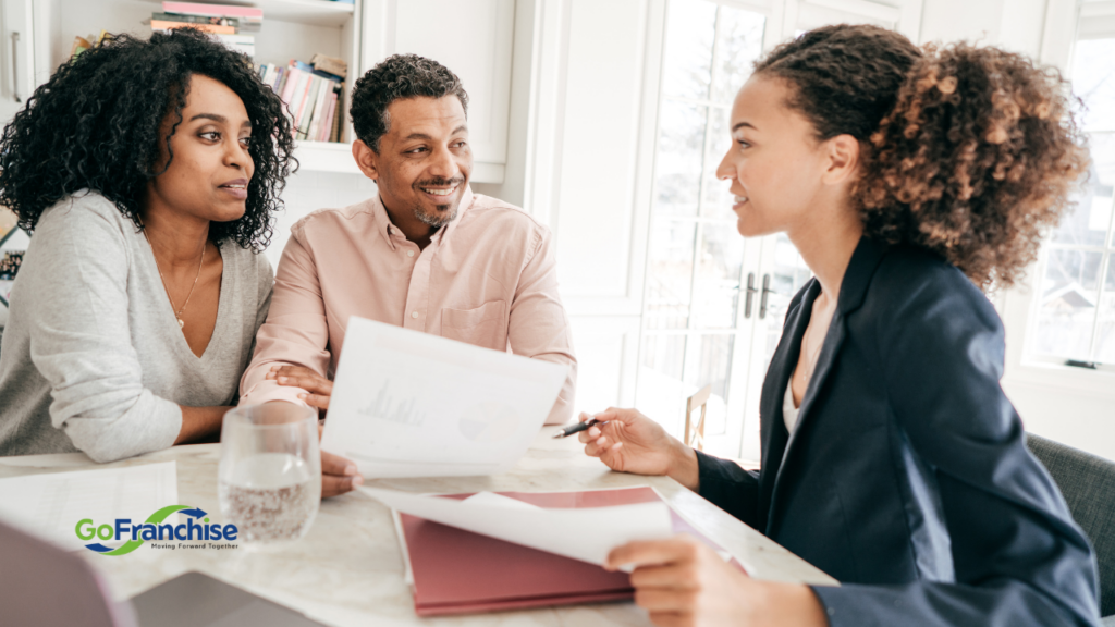 Couples going into an interview to apply a small business loan